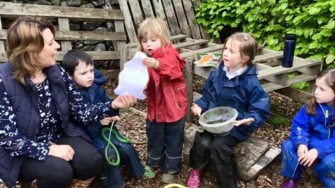 Early Years pupils in the forest garden