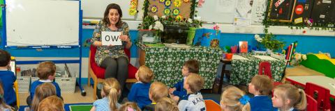 Young pupils learning phonics