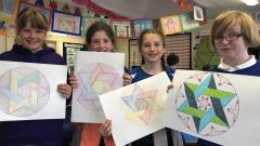 For pupils hold-up geometric illustrations they have drawn
