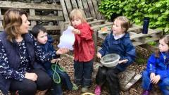 Early Years pupils in the forest garden